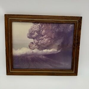 Vintage Mount St. Helens1980 Eruption Photo wooden Framed Historic Disaster Imag